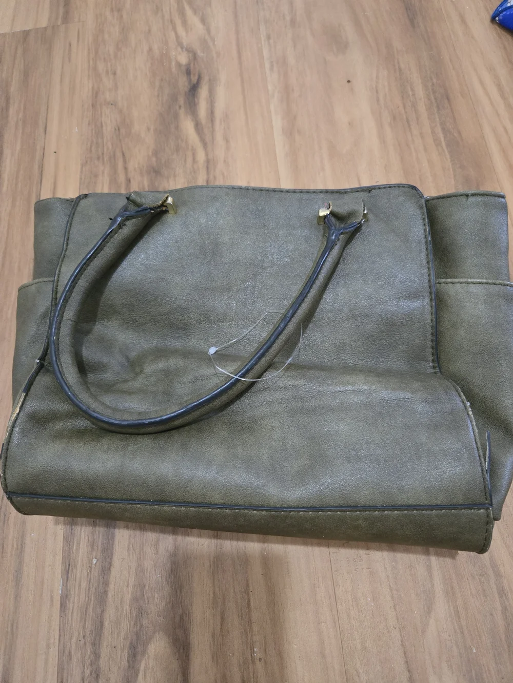 4/$15 Stylish Olive Green Tote Bag with Gold Hardware